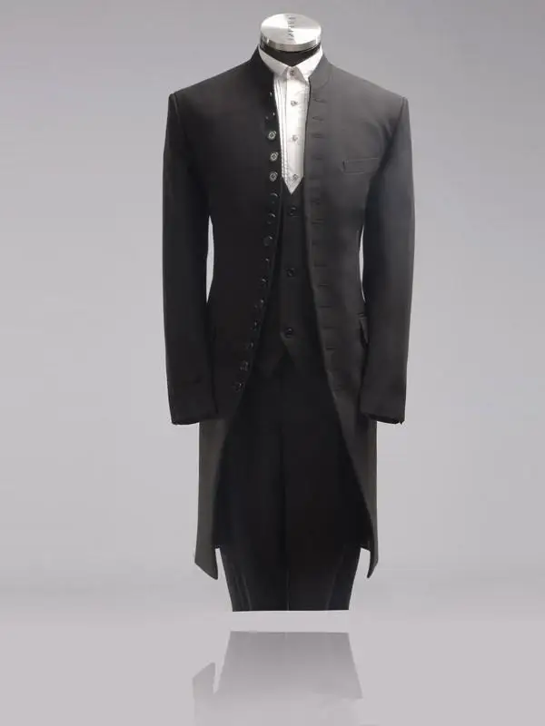 Mens Fashion 2015 Custom Design chinese collar black Men Suits Jacket+Vest+Pants+Tie
Mens Fashion 2015 Custom Design chinese collar black Men Suits Jacket+Vest+Pants+Tie