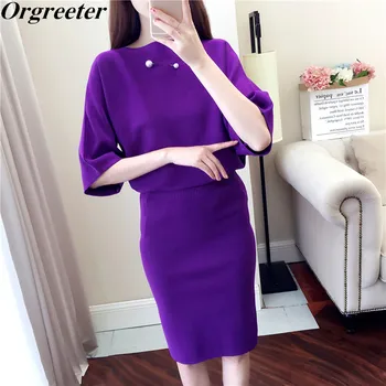 Free Pearl brooch 2018 Fall Winter Purple Sweater and Skirt 2 Piece set Knit Black O-neck Loose Pullovers and Step Skirt Set
Free Pearl brooch 2018 Fall Winter Purple Sweater and Skirt 2 Piece set Knit Black O-neck Loose Pullovers and Step Skirt Set