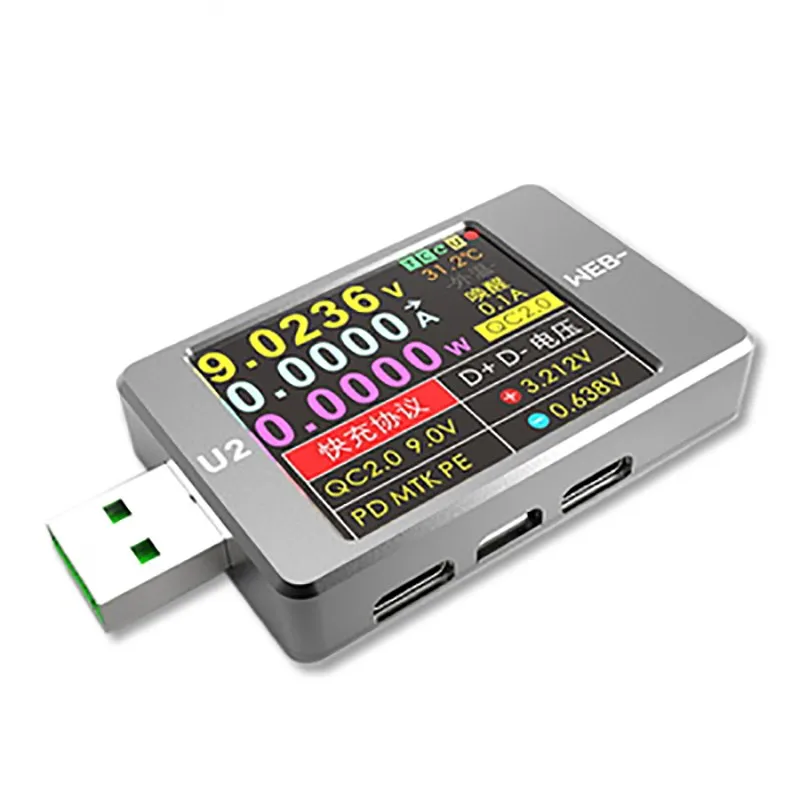 WEB-U2 USB Current / Voltage Meter QC4+ PD3.0 2.0 PPS Fast Charge Protocol Tester
WEB-U2 USB Current / Voltage Meter QC4+ PD3.0 2.0 PPS Fast Charge Protocol Tester