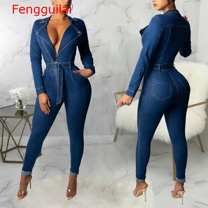 denim stretch jumpsuit