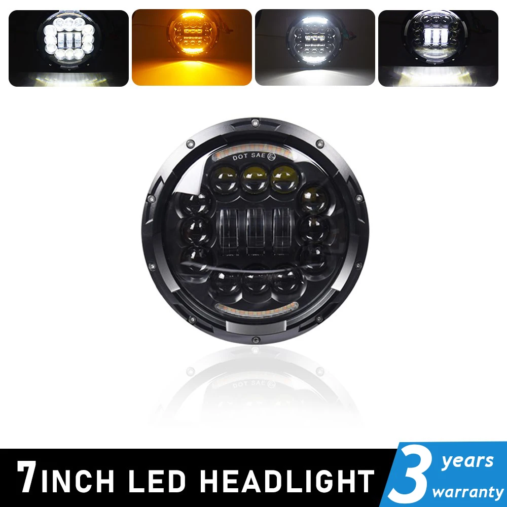 

6D 7inch LED Headlight Car Led Driving Light Hi/Lo Beam DRL H4 H13 12V 6000K For lada Jeep Wrangler AM General Hummer 5.75 inch