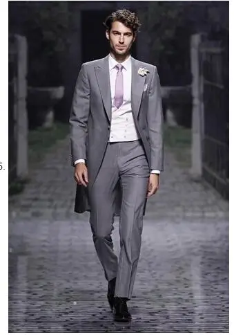 Фрак Свет GrayFormal Свадьба Максимумом Нагрудные Один Button2Pieces (JacketPantTie) Мода Терно