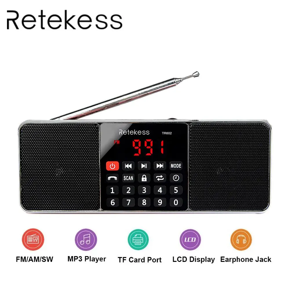 RETEKESS TR602 Mini AM FM Stereo Radio with Wireless MP3 Player Speaker AUX Input Sleep Timer 120Hz-20KHz
RETEKESS TR602 Mini AM FM Stereo Radio with Wireless MP3 Player Speaker AUX Input Sleep Timer 120Hz-20KHz