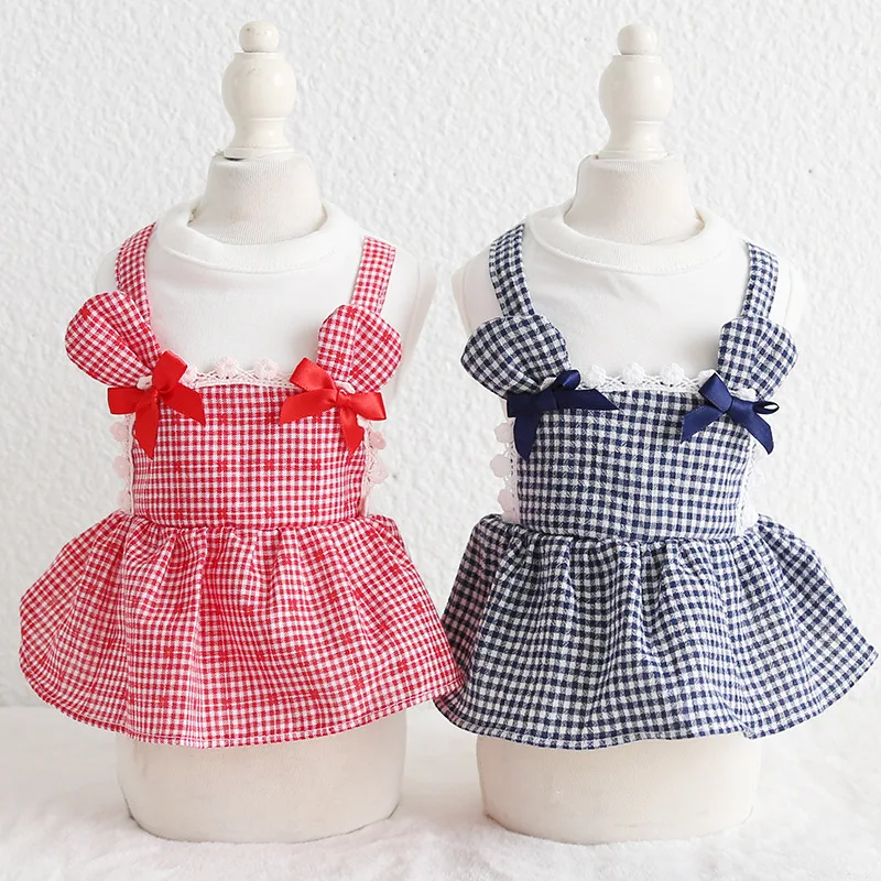 2019 Spring and Summer New Style Kitten Ear Plaid Skirt Lace Bow Red and Blue Color Pet Dog Clothes Cute Strap Dress
2019 Spring and Summer New Style Kitten Ear Plaid Skirt Lace Bow Red and Blue Color Pet Dog Clothes Cute Strap Dress