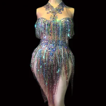 Colorful Fringes Rhinestones Bodysuit Women Stage Costume Sleeveless Jumpsuit Nightclub Female Dancer Singer Show Bright Leotard
Colorful Fringes Rhinestones Bodysuit Women Stage Costume Sleeveless Jumpsuit Nightclub Female Dancer Singer Show Bright Leotard