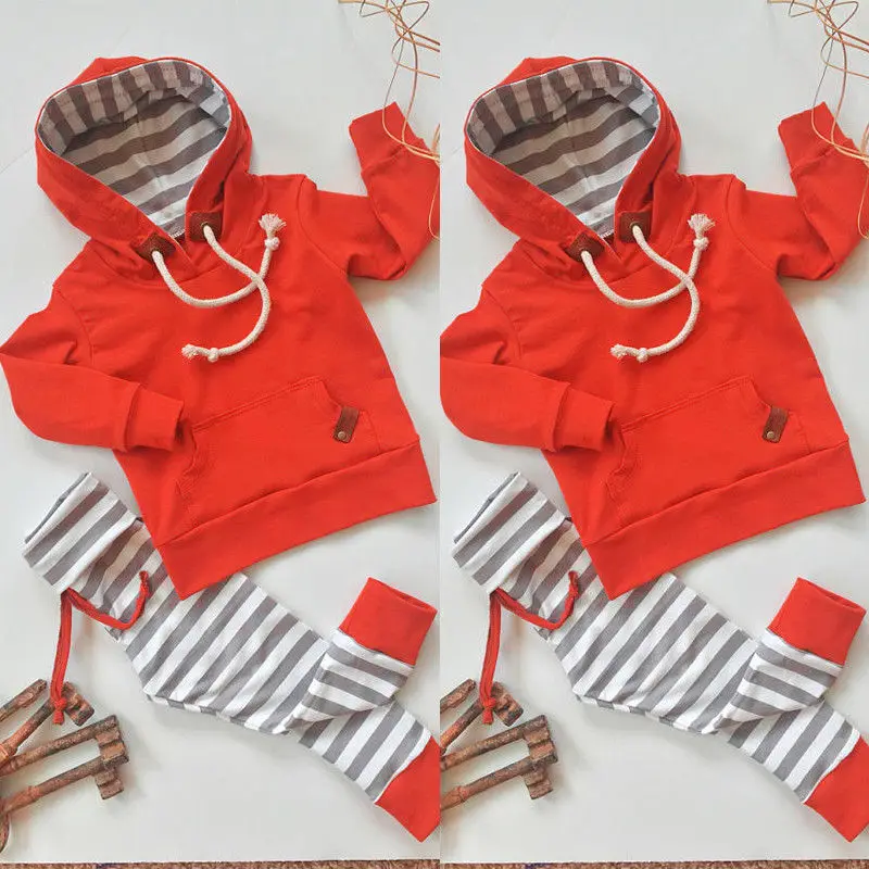 Newborn Kid Baby Boy Girl Clothes Set Hooded Sweater Red Long Sleeve Top+Striped Pants bebe Children Clothing Set
Newborn Kid Baby Boy Girl Clothes Set Hooded Sweater Red Long Sleeve Top+Striped Pants bebe Children Clothing Set
