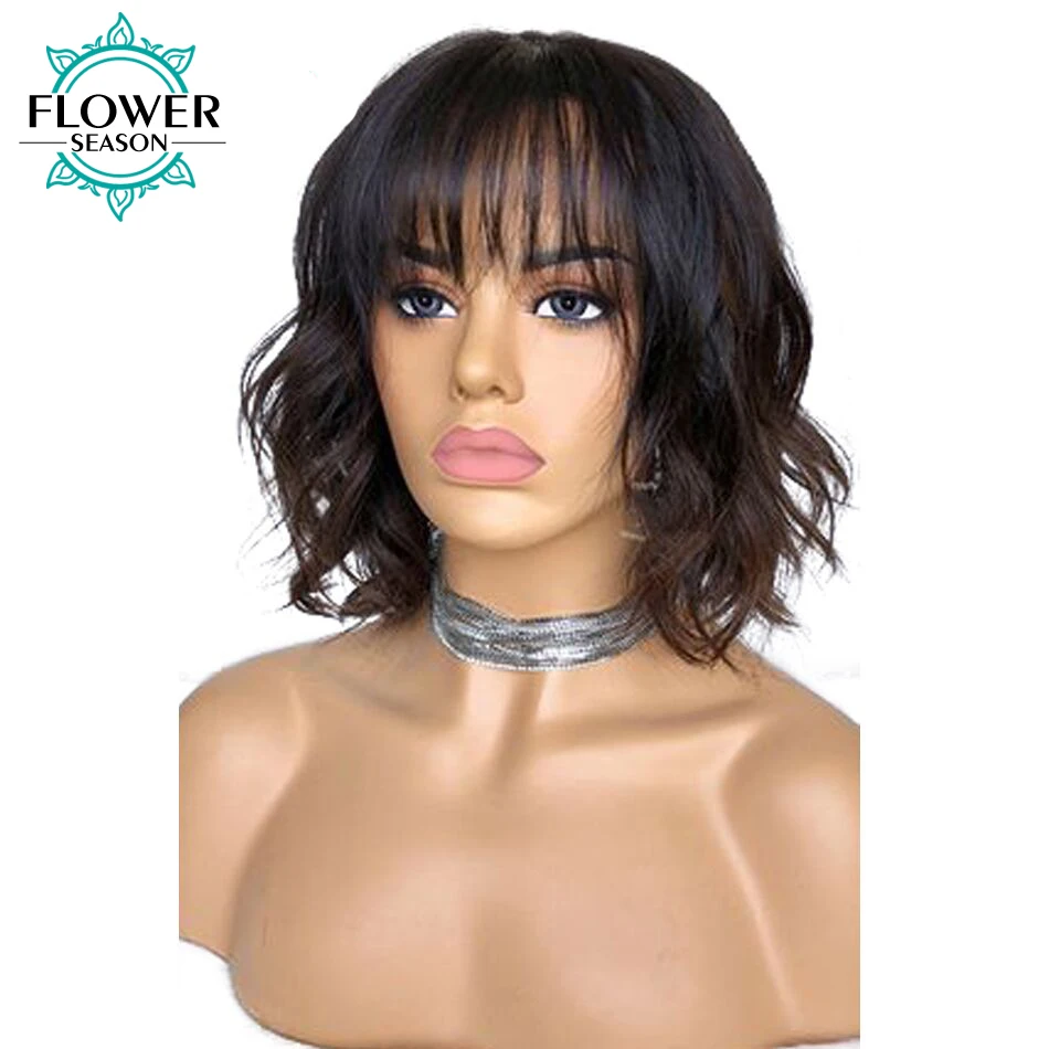 Short Wave Wig With Bangs Brazilian Remy Human Hair Lace Front Wigs Glueless Bleached Knots Pre Plucked Loose Wave FlowerSeason
Short Wave Wig With Bangs Brazilian Remy Human Hair Lace Front Wigs Glueless Bleached Knots Pre Plucked Loose Wave FlowerSeason