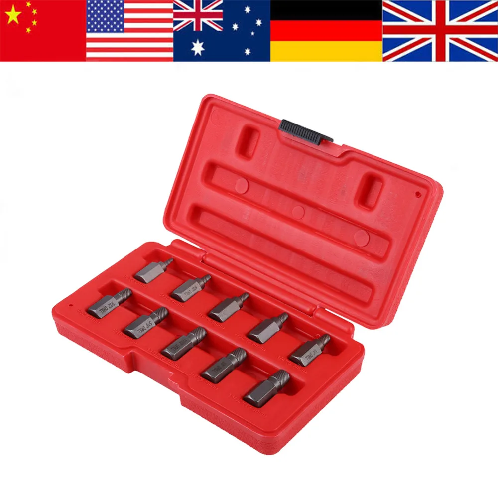 10 Pcs/set 3.2-10.3mm Screw Extractor Set Bolt Extractor Damaged screw extractor for Rust Damaged Studs Bolt Remover Out
10 Pcs/set 3.2-10.3mm Screw Extractor Set Bolt Extractor Damaged screw extractor for Rust Damaged Studs Bolt Remover Out