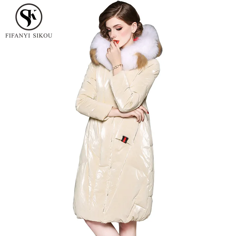 80% White duck down Coat Winter Long Down jacket Women Natural Fox fur collar Hooded parka for Female Fashion Warm Down Coats
80% White duck down Coat Winter Long Down jacket Women Natural Fox fur collar Hooded parka for Female Fashion Warm Down Coats