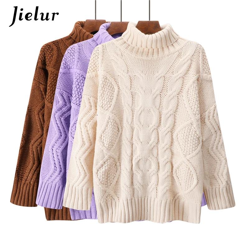 Jielur Korean Fashion Simple Loose Warm Winter Woman Sweater Knitting Pullovers Beige Lavender Brown Sueter Mujer Invierno 2019
Jielur Korean Fashion Simple Loose Warm Winter Woman Sweater Knitting Pullovers Beige Lavender Brown Sueter Mujer Invierno 2019