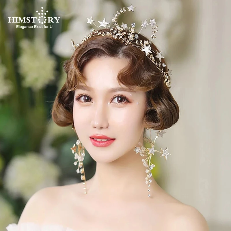 HIMSTORY New Sweet Star Crystal Bridal Tiara Earrings Accessories Wedding Party Crown Hairband Women Hair Jewelry
HIMSTORY New Sweet Star Crystal Bridal Tiara Earrings Accessories Wedding Party Crown Hairband Women Hair Jewelry