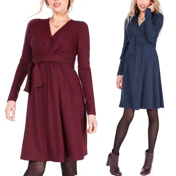 Long Sleeve Maternity Dresses with Sashes Nursing Dress for Pregnancy Woman Clothing Breastfeeding Europe and America Dress
Long Sleeve Maternity Dresses with Sashes Nursing Dress for Pregnancy Woman Clothing Breastfeeding Europe and America Dress
