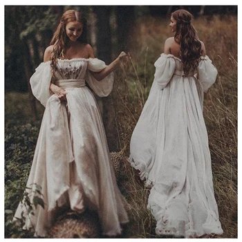 2019 Off The Shoulder Princess Wedding Dress Sweetheart Appliqued Puff Sleeves Bride Dress A-Line Backless Boho Wedding Gown
2019 Off The Shoulder Princess Wedding Dress Sweetheart Appliqued Puff Sleeves Bride Dress A-Line Backless Boho Wedding Gown