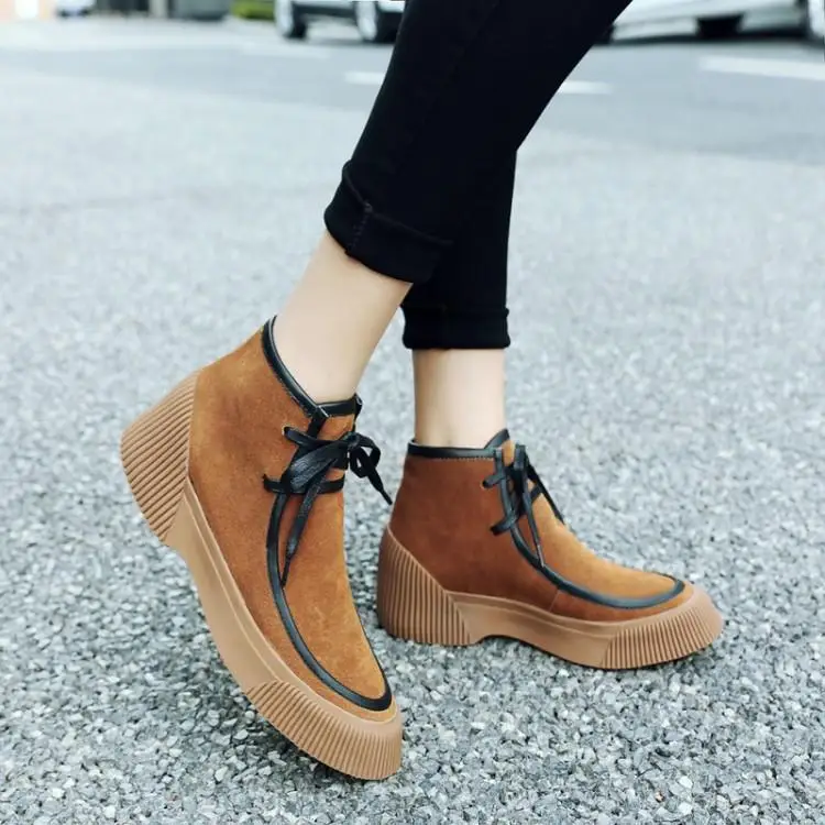 Brown Black White Suede Upper Casual Ankle Boots For Women Round Toe Soft Rubber Heel Lady Botas Front Cross Tied Winter Shoes
Brown Black White Suede Upper Casual Ankle Boots For Women Round Toe Soft Rubber Heel Lady Botas Front Cross Tied Winter Shoes