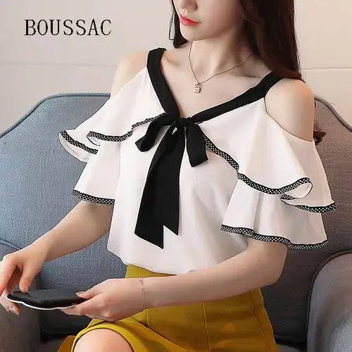 BOUSSAC New 2018 Spring Summer Short Sleeve Chiffon Shirt Temperament Sweet Ruffled V-neck Strapless Shoulder Top Lady Blouse
BOUSSAC New 2018 Spring Summer Short Sleeve Chiffon Shirt Temperament Sweet Ruffled V-neck Strapless Shoulder Top Lady Blouse