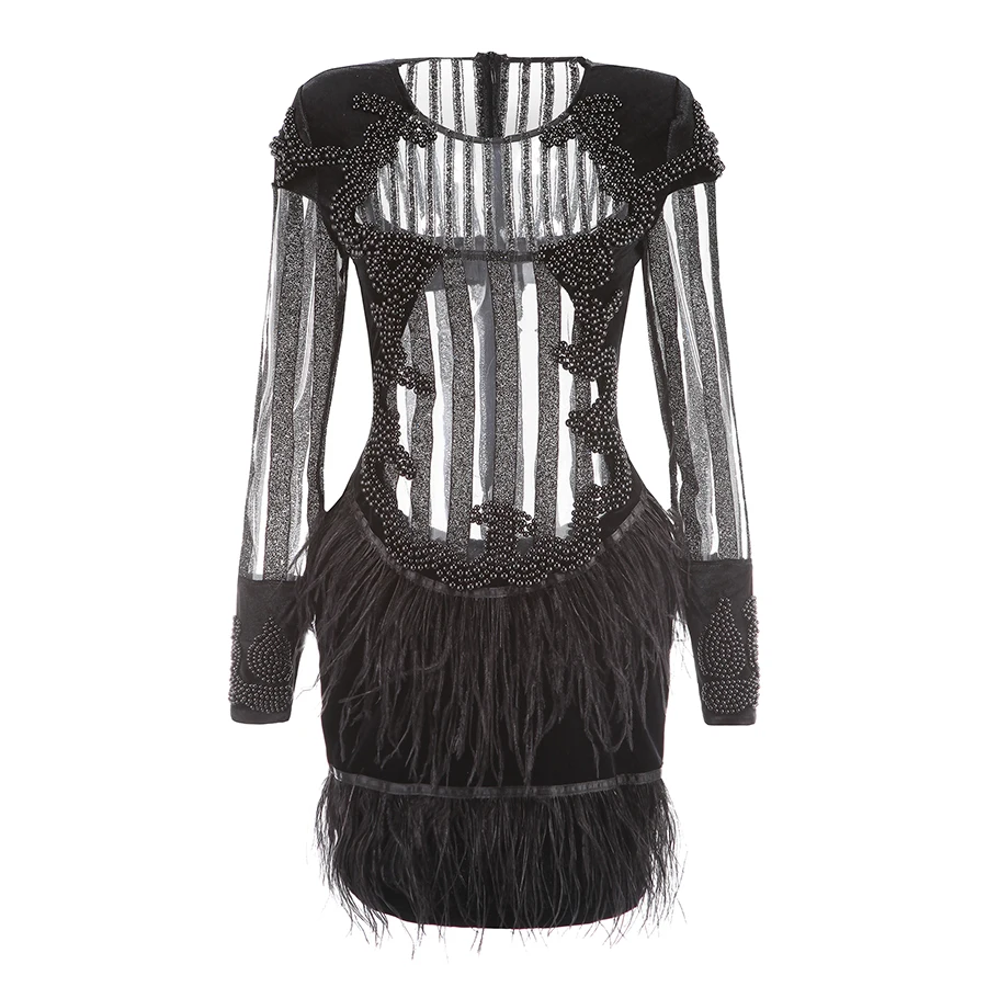 High QUALITY Paris Fashion 2019 BAROCCO Stylish Designer Dress Women's Long Sleeve Hand-Work Beading Feather Embellished Dress
High QUALITY Paris Fashion 2019 BAROCCO Stylish Designer Dress Women's Long Sleeve Hand-Work Beading Feather Embellished Dress