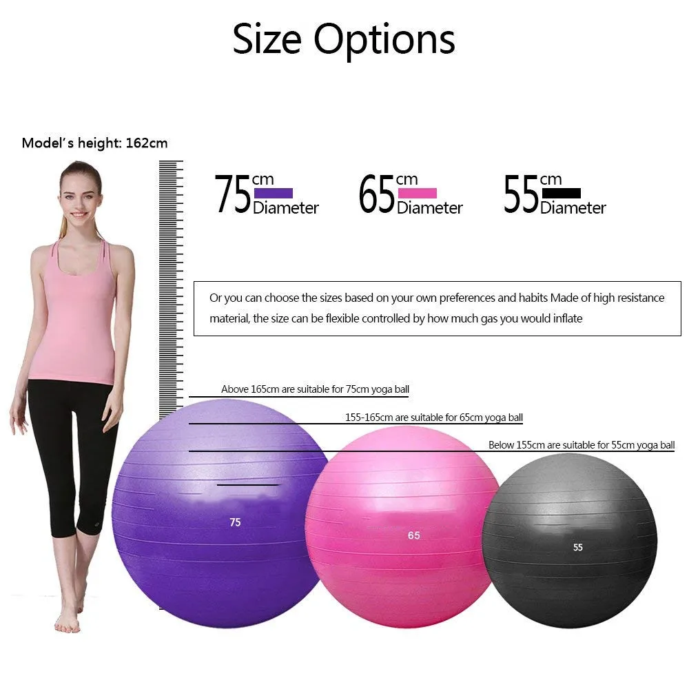 PACEARTH Exercise Ball for Home Gym Office Thick Yoga Ball Chair with Resistance Bands and Quick Pump Anti-Burst Heavy Duty Stability Fitness Balance Birthing Workout Ball for Pilates