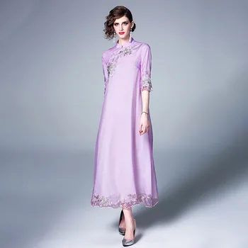 Summer Dress Women's Chinese Style 2019 New Flowers Vintage Embroidered Stand Collar Half Sleeves Loose A-Line Elegant Dress
Summer Dress Women's Chinese Style 2019 New Flowers Vintage Embroidered Stand Collar Half Sleeves Loose A-Line Elegant Dress