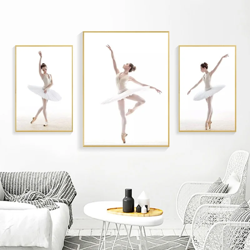 Nordic Poster Art Print Graceful Ballet Dance Wall Pictures For Living Room Beautiful Girl Canvas Painting Bedroom Decor | Дом и сад