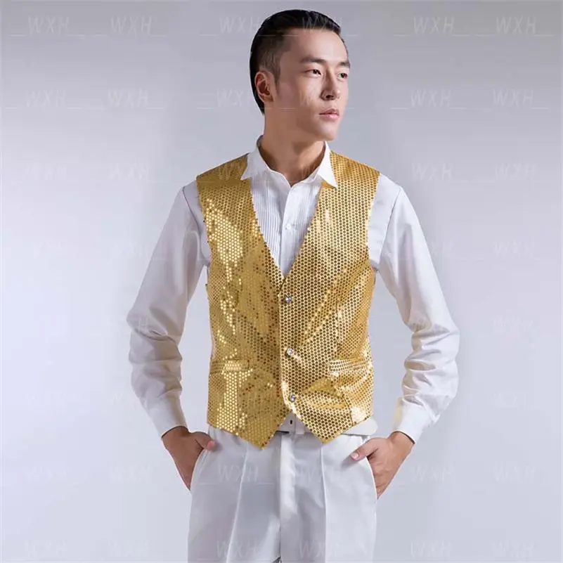 2018 Spring Autumn Men Gold Sequin Vest Men Blazer Masculino Mens Stage Cosplay Show Sequins Vest Waistcoat Gilet Men Suit Vest
2018 Spring Autumn Men Gold Sequin Vest Men Blazer Masculino Mens Stage Cosplay Show Sequins Vest Waistcoat Gilet Men Suit Vest