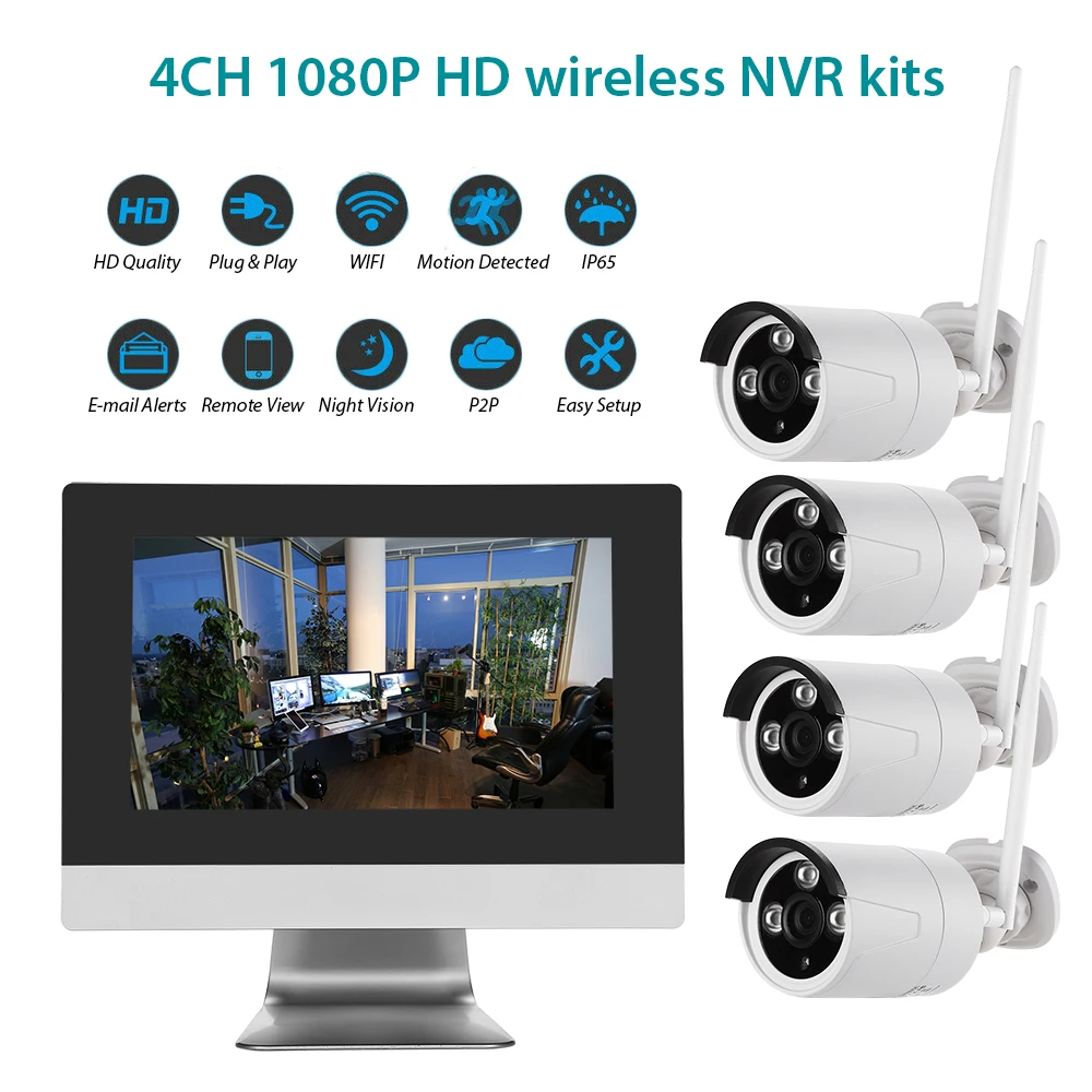Wifi CCTV Camera System 4CH 1080P HD Wireless Security Camera DVR NVR Kit Waterproof Outdoor Home Video Surveillance System Cam
Wifi CCTV Camera System 4CH 1080P HD Wireless Security Camera DVR NVR Kit Waterproof Outdoor Home Video Surveillance System Cam