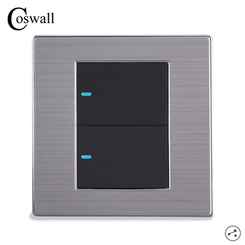 Coswall 2 Gang 2 Way Luxury LED Light Switch On / Off Wall Switch Interruptor Brushed Silver Panel 10A AC 110~250V
Coswall 2 Gang 2 Way Luxury LED Light Switch On / Off Wall Switch Interruptor Brushed Silver Panel 10A AC 110~250V