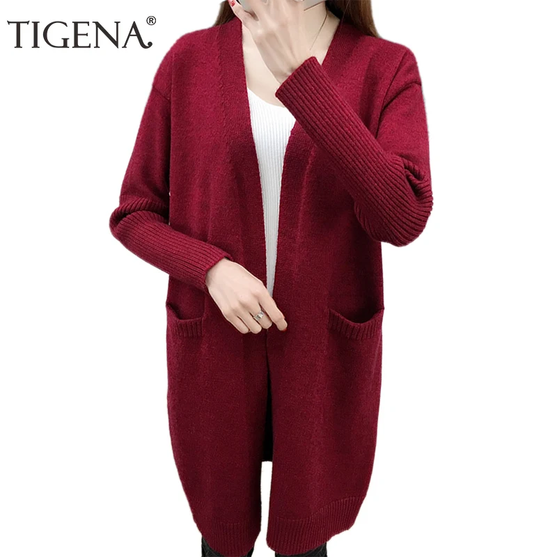 TIGENA Loose Midi Long Cardigan For Women 2019 Autumn Winter Long Sleeve Sweater Cardigan Female Knitted Jacket Green Pink Black
TIGENA Loose Midi Long Cardigan For Women 2019 Autumn Winter Long Sleeve Sweater Cardigan Female Knitted Jacket Green Pink Black