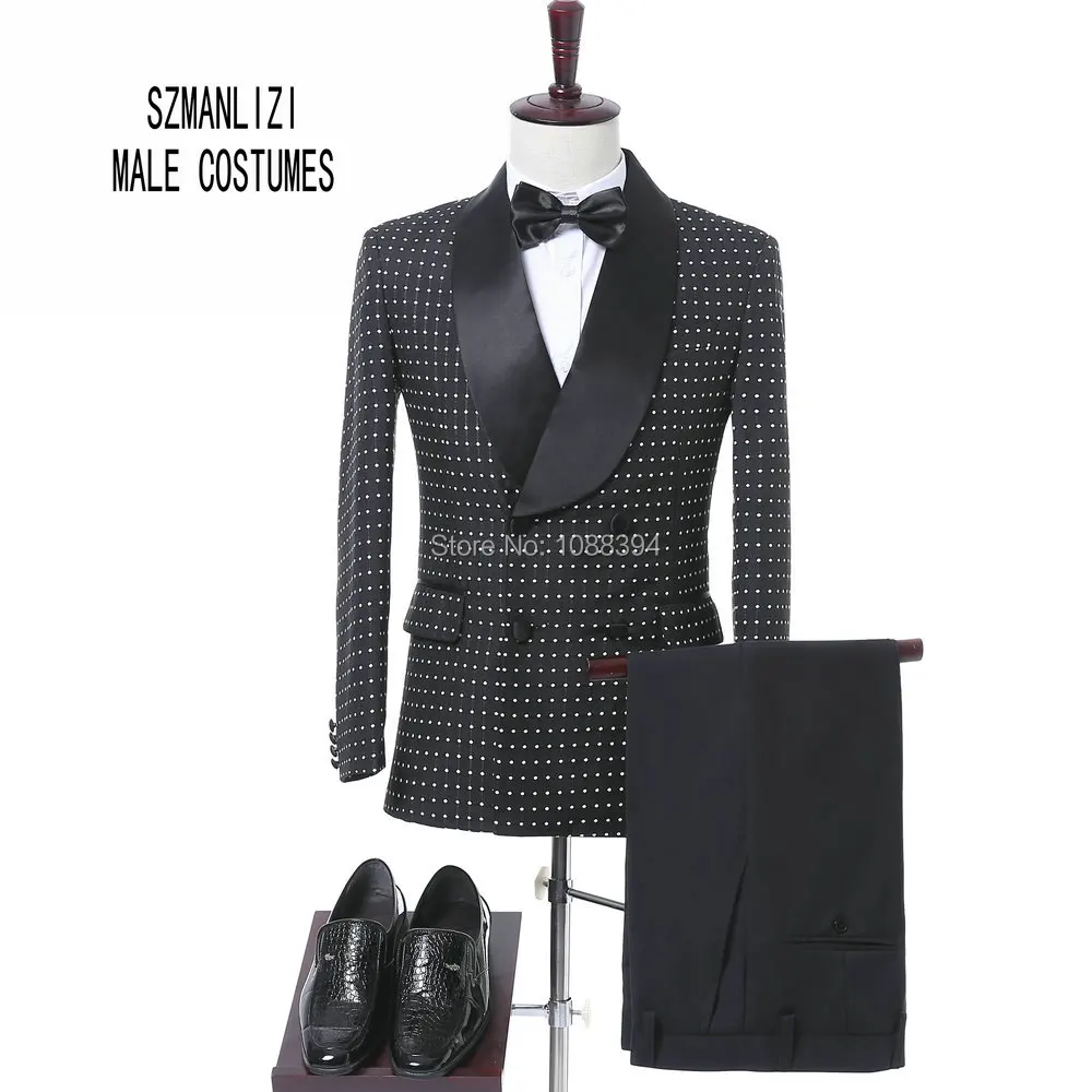Elegant Brand Men Suits 2018 Costume Homme Tailored Black Dots Double Breasted Tuxedos Groom Wedding Suits Formal Party Suits
Elegant Brand Men Suits 2018 Costume Homme Tailored Black Dots Double Breasted Tuxedos Groom Wedding Suits Formal Party Suits