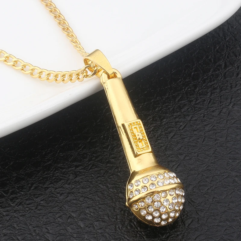 RJ New Fashion HIP Hop Golden Ice Out Bling Music Stereoscopic Microphone Pendants Necklaces For Men Women Jewelry
RJ New Fashion HIP Hop Golden Ice Out Bling Music Stereoscopic Microphone Pendants Necklaces For Men Women Jewelry