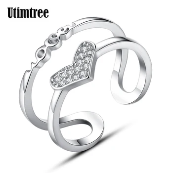 Utimtree Silver 925 Sterling Heart Cubic Zirconia Ring Women Opening Wedding Ajustable Finger Rings Jewelry Anillos Bague Femme
Utimtree Silver 925 Sterling Heart Cubic Zirconia Ring Women Opening Wedding Ajustable Finger Rings Jewelry Anillos Bague Femme