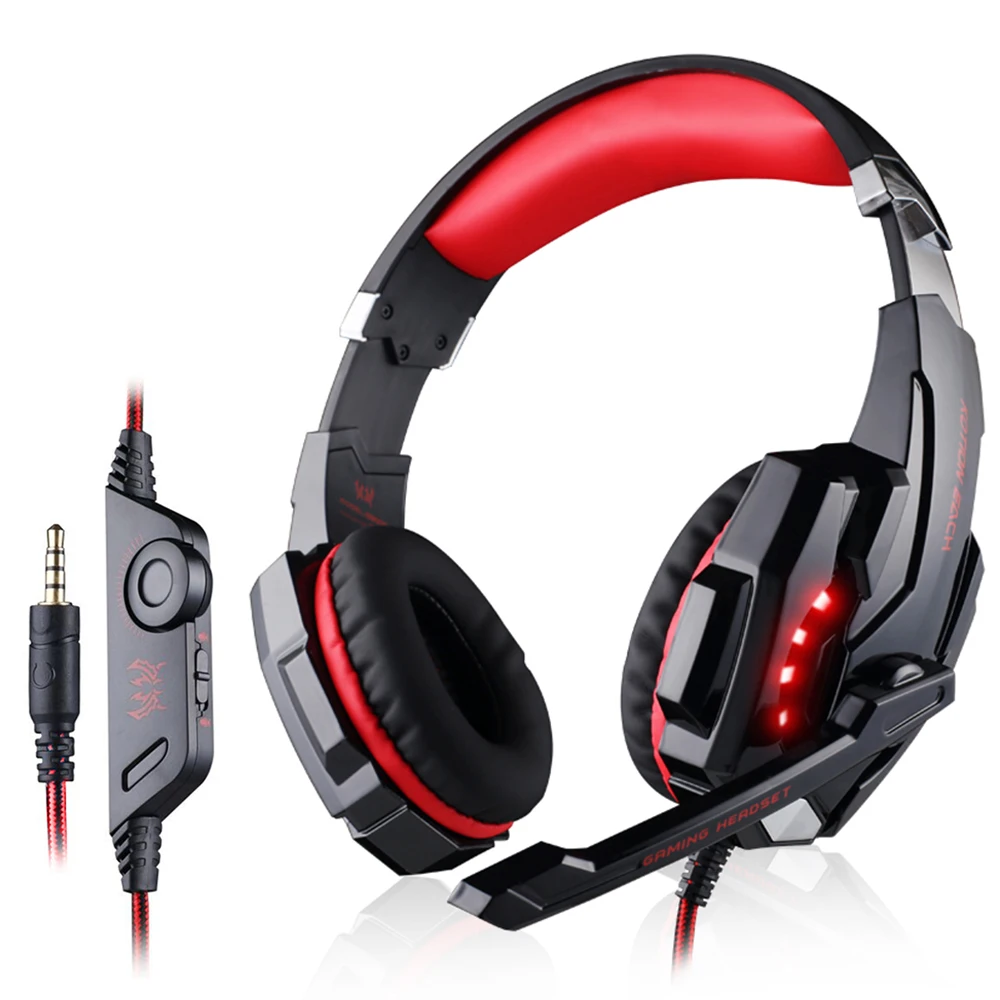 Image JOYBUY Wired Headphones Adjustable Gaming Earphones Noise Cancelling Headset With Stereo Sound LED Light Microphone For PC Gamer