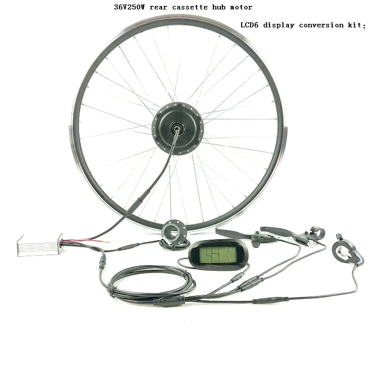 Perfect Waterproof ELECTRIC BICYCLE CONVERSION KIT 36v 250w rear cassette hub motor EBIKE with LCD3/LCD6 display 0