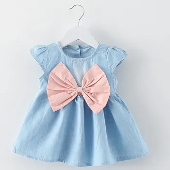 Summer Sweet Baby girl dress Bowknot O-Neck Sleeveless Child Dress Solid Denim Clothes Dress for kids children A1
Summer Sweet Baby girl dress Bowknot O-Neck Sleeveless Child Dress Solid Denim Clothes Dress for kids children A1