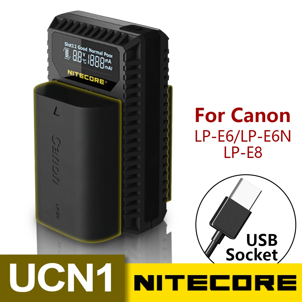 Nitecore UCN1 Digital USB Charger For Canon EOS LP-E6 LP-E6N LP-E8 Batteries EOS 5D Mark II III 5DS R 6D 60D 60Da 7D 70D XCIO
Nitecore UCN1 Digital USB Charger For Canon EOS LP-E6 LP-E6N LP-E8 Batteries EOS 5D Mark II III 5DS R 6D 60D 60Da 7D 70D XCIO