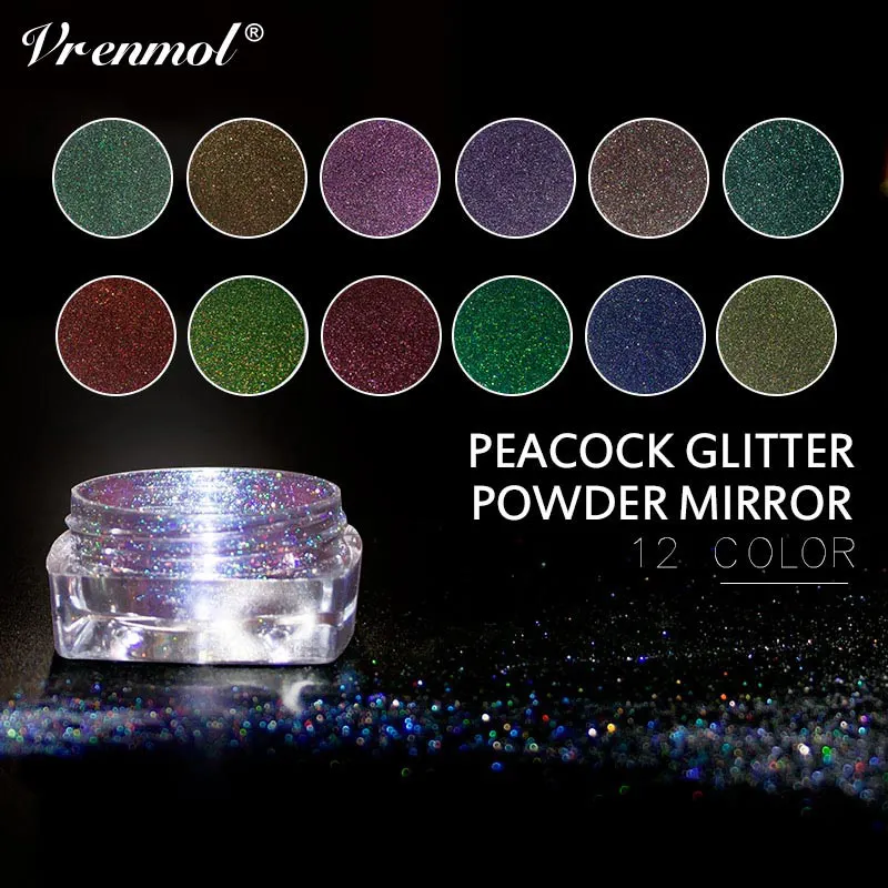 Vrenmol 12 Colors Laser Peacock Powder Nail Glitter Holographic Mirror Holo Chrome Chameleon Powder Pigment Nail Art Tools
Vrenmol 12 Colors Laser Peacock Powder Nail Glitter Holographic Mirror Holo Chrome Chameleon Powder Pigment Nail Art Tools