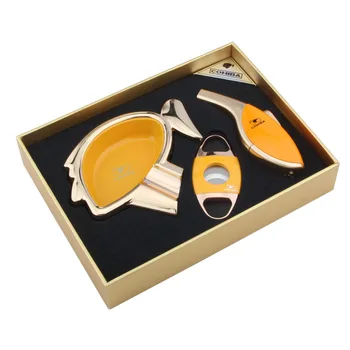 COHIBA High grade yellow cigar set with Cartoon avatar shape ashtray ,cutter and lighter good gift for friend
COHIBA High grade yellow cigar set with Cartoon avatar shape ashtray ,cutter and lighter good gift for friend