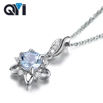 QYI Trendy 925 Sterling Silver Natural Topaz Pendants Necklaces 0.8 ct Round Cut sky Blue Topaz Gemstone Pendants For Women
QYI Trendy 925 Sterling Silver Natural Topaz Pendants Necklaces 0.8 ct Round Cut sky Blue Topaz Gemstone Pendants For Women