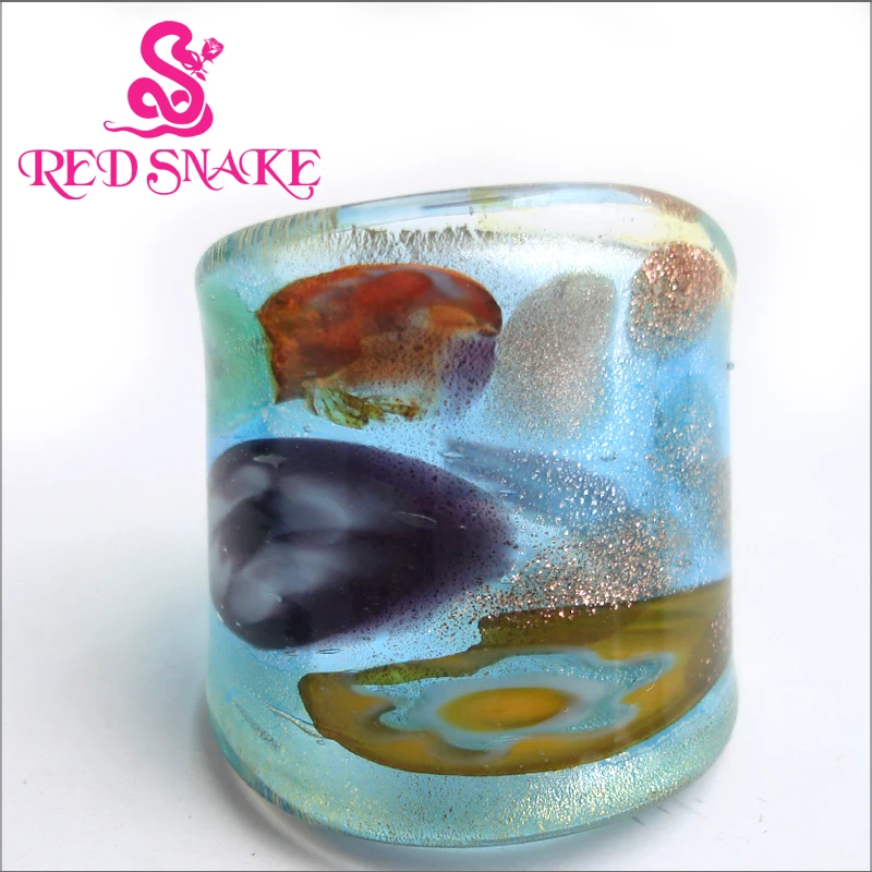 RED SNAKE Fashion Ring Pure Handmade blue and sliver foil with flowers drawing Murano Glass Rings
RED SNAKE Fashion Ring Pure Handmade blue and sliver foil with flowers drawing Murano Glass Rings