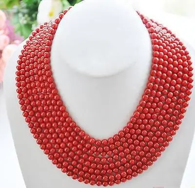 Hot sale Free Shipping>>>>Genuine 6mm 8row NATUREL RED CORAL massive BEAD NECKLACE
Hot sale Free Shipping>>>>Genuine 6mm 8row NATUREL RED CORAL massive BEAD NECKLACE