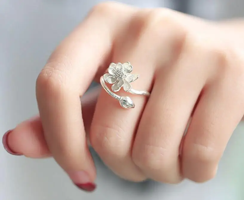 925 Sterling Silver Handmade Lotus Flower Rings Finger Jewelry For Women Retro Jewelry anel S-R51
925 Sterling Silver Handmade Lotus Flower Rings Finger Jewelry For Women Retro Jewelry anel S-R51