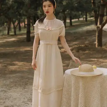 Women Beige Long Dress Vintage Palace Style Lace O-Neck Summer Dress Elegant Vestidos Mujer Robe Femme
Women Beige Long Dress Vintage Palace Style Lace O-Neck Summer Dress Elegant Vestidos Mujer Robe Femme