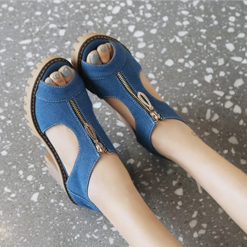 2019 New Denim Sandals Women Shoes Peep Toe Platform Shoes Women High Heels Comfortable Thick Heel Summer Shoes For Women
2019 New Denim Sandals Women Shoes Peep Toe Platform Shoes Women High Heels Comfortable Thick Heel Summer Shoes For Women