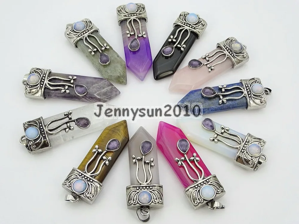 Natural Gems Stone Reiki Chakra Spear Pointed Healing Flower Pendant Charm Beads Silver Plated Healing Jewelry Design 10Pcs/Pack
Natural Gems Stone Reiki Chakra Spear Pointed Healing Flower Pendant Charm Beads Silver Plated Healing Jewelry Design 10Pcs/Pack