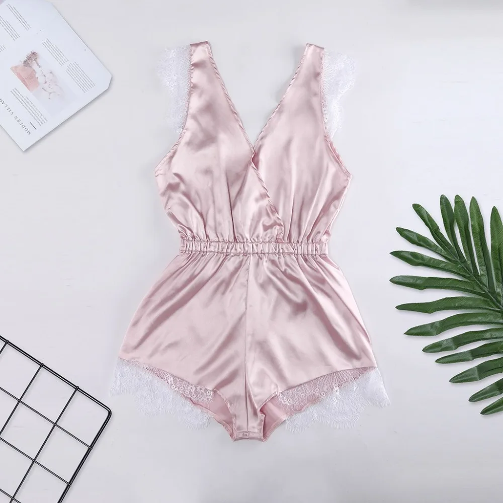 Summer Stain V Neck Pink Lace Bodysuit Women Sexy Summer Body Femme Patchwork Romper Bodis Casual Ladies Sleepwear
Summer Stain V Neck Pink Lace Bodysuit Women Sexy Summer Body Femme Patchwork Romper Bodis Casual Ladies Sleepwear
