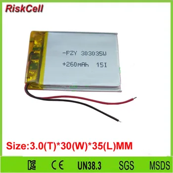 Free shipping 100pcs/lot 3.7V 260mAh Polymer Li Lithium cell For GPS bluetooth driving recorder 303035
Free shipping 100pcs/lot 3.7V 260mAh Polymer Li Lithium cell For GPS bluetooth driving recorder 303035
