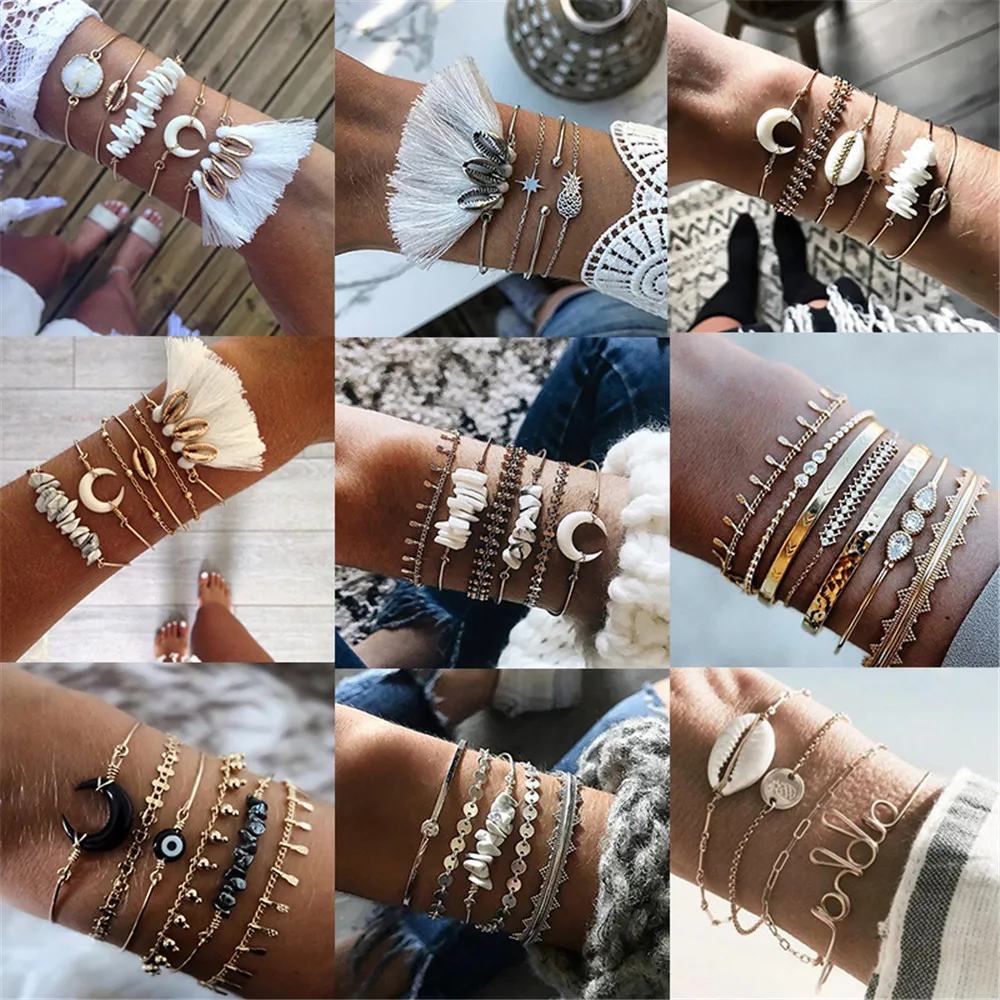9 Style Boho Bangle Multilayer Geometric Stone Bracelet Set for Women Vintage Shell Moon Crystal Beads Tassel Bracelet Jewelry
9 Style Boho Bangle Multilayer Geometric Stone Bracelet Set for Women Vintage Shell Moon Crystal Beads Tassel Bracelet Jewelry