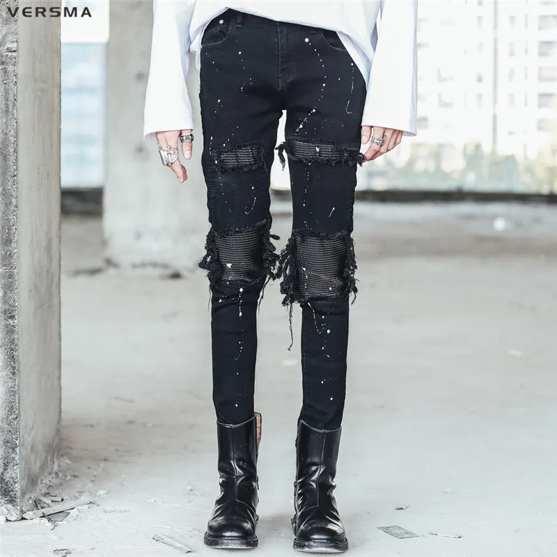 VERSMA 2018 Skinny Stretch Distressed Ripped Jeans Men Denim Overalls Autumn Korean Hip Hop Men Destroyed Jumpsuit Jogger Jeans
VERSMA 2018 Skinny Stretch Distressed Ripped Jeans Men Denim Overalls Autumn Korean Hip Hop Men Destroyed Jumpsuit Jogger Jeans