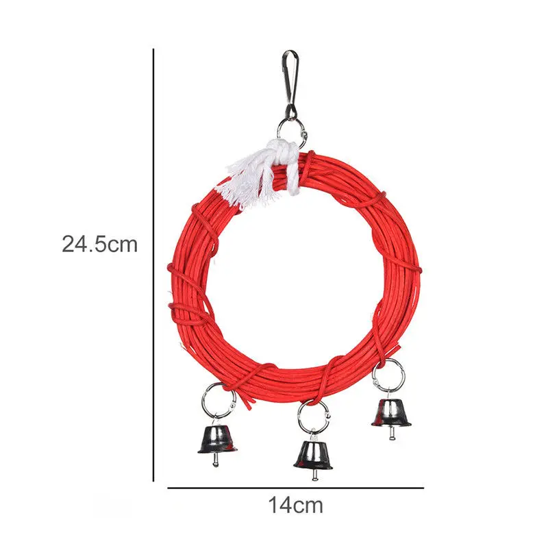 Mayitr Parrot Toys Pet Bird Bites Climb Chew Toy Hanging Cockatiel Parakeet Climb Chewing Cage With Bell Bird Toys Multi Styles