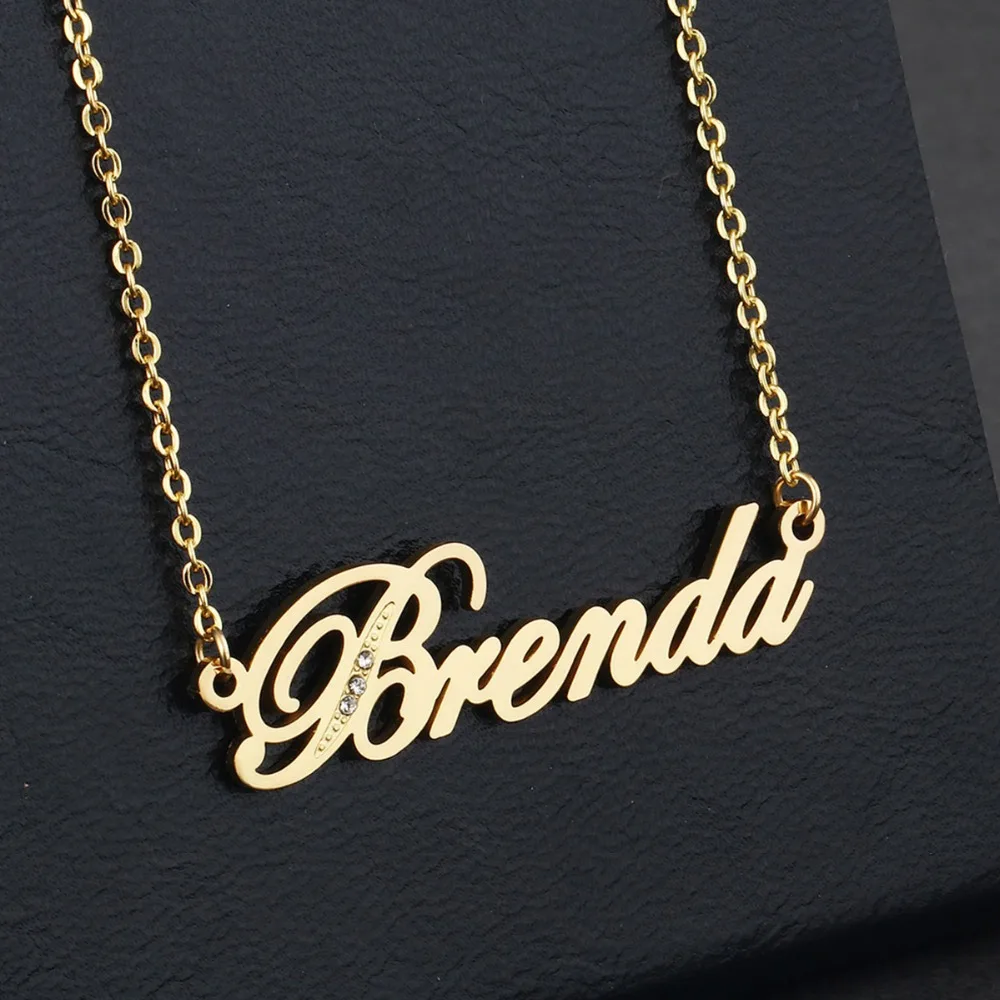 Womens Cursive Name Letter Pendant Necklace Jewelry Girls Nameplate Crystals Chains Stainless Steel Personalized Gift colar NP06
Womens Cursive Name Letter Pendant Necklace Jewelry Girls Nameplate Crystals Chains Stainless Steel Personalized Gift colar NP06