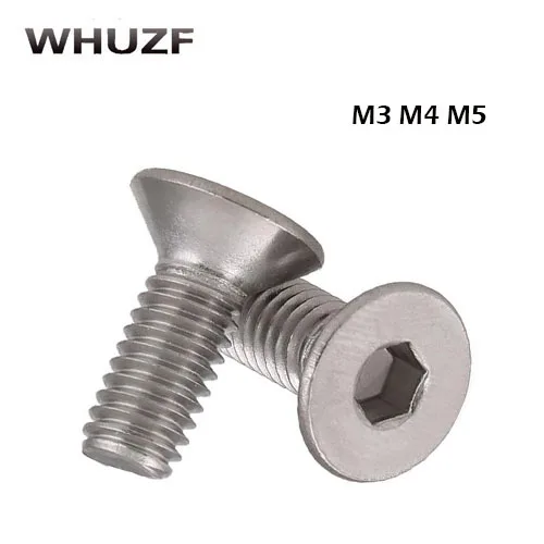 M3 M4 M5 50pcs Hexagon socket countersunk head cap screws 304 stainless steel countersunk head screws flat screws
M3 M4 M5 50pcs Hexagon socket countersunk head cap screws 304 stainless steel countersunk head screws flat screws